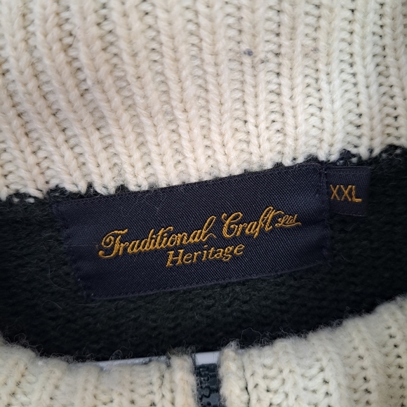 Vintage Green 1/4 Zip Wool Blend Mock Neck Ireland Embroidered Sweater Size 2XL - Picture 3 of 8